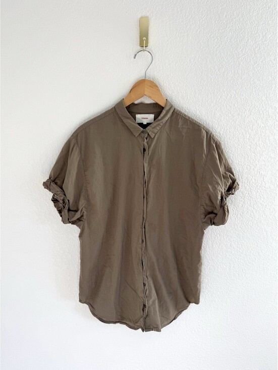 Xirena Tops - Xirena Channing Button Up Shirt Womens S Moss Green Short Sleeve Boxy Cotton